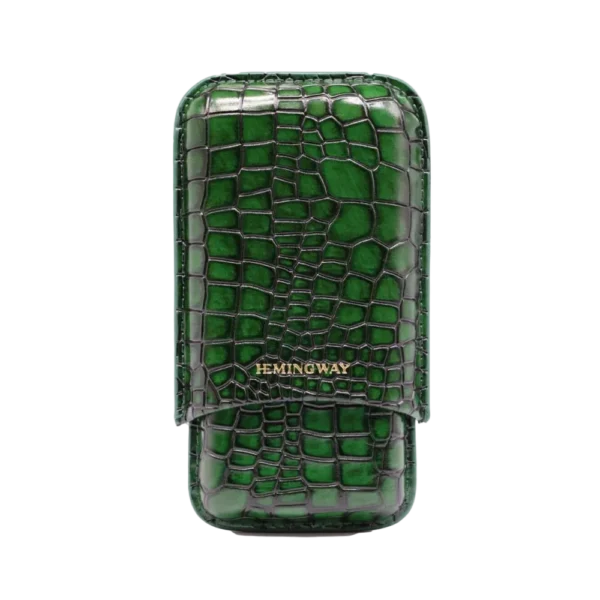 Hemingway Portable Cigar Case 3 Cigars Holder Premium leather Cigar Case - GREEN - Image 1