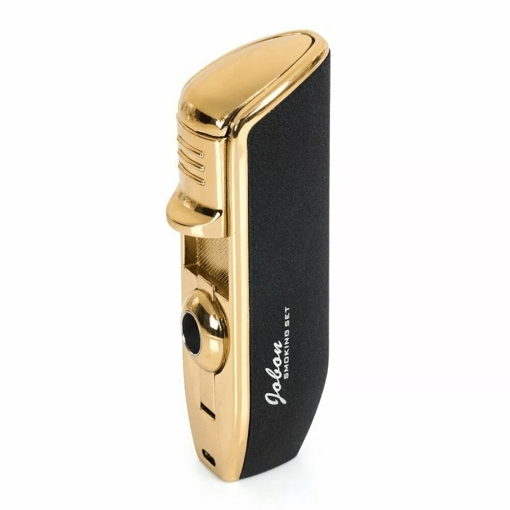 Jobon Cigar Lighter Triple Jet Flame Torch Lighter with Cigar Puncher - Black