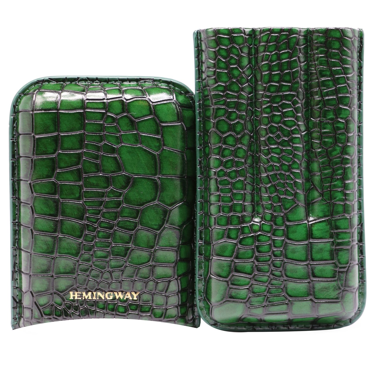 Hemingway Portable Cigar Case 3 Cigars Holder Premium leather Cigar Case - GREEN - Image 5