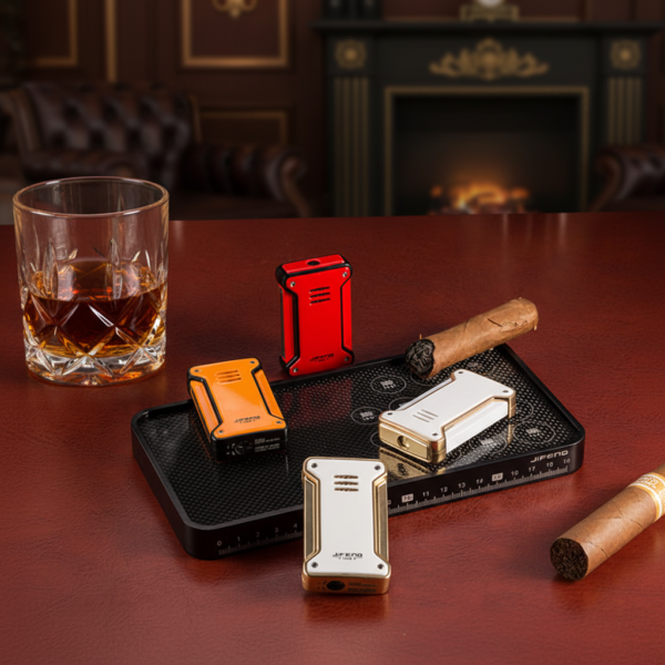 Jifeng Cigar Lighter Torch Gas Refillable Windproof Lighter Jet Flame Silver - Image 6
