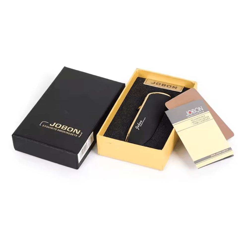 Jobon Cigar Lighter Triple Jet Flame Torch Lighter with Cigar Puncher - Black