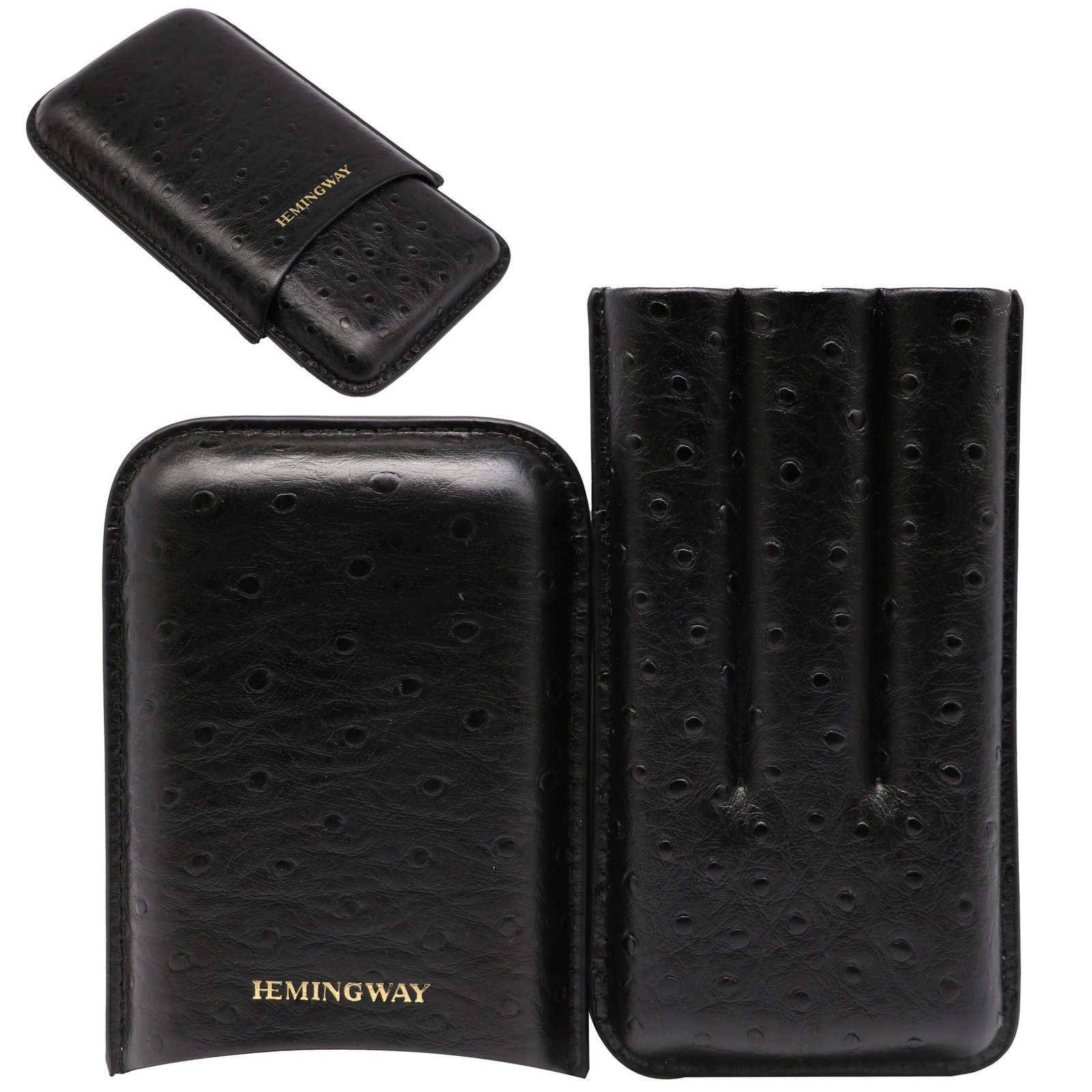 HEMINGWAY PORTABLE CIGAR CASE 3 CIGARS HOLDER PREMIUM LEATHER CIGAR CASE – BLACK - Image 7