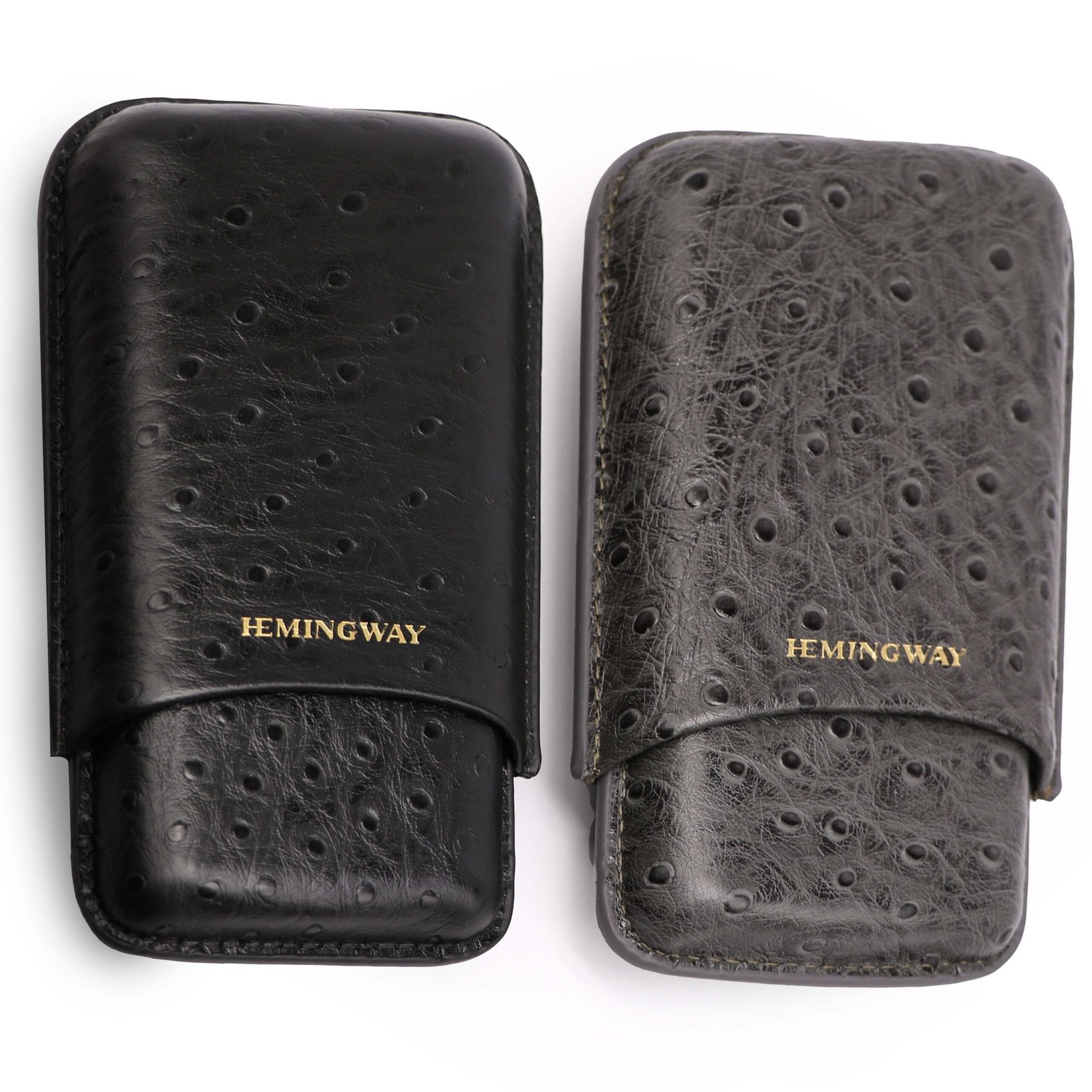 HEMINGWAY PORTABLE CIGAR CASE 3 CIGARS HOLDER PREMIUM LEATHER CIGAR CASE – GRAY - Image 8