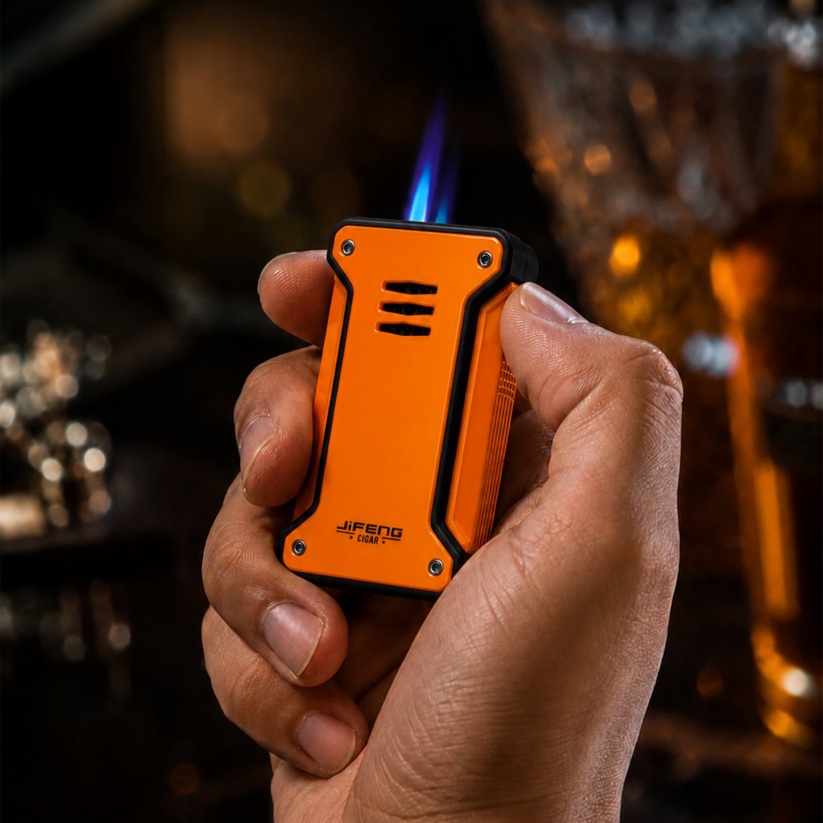 Jifeng Butane Cigar Lighter Torch Gas Refillable Windproof Lighter Jet Flame Orange - Image 8