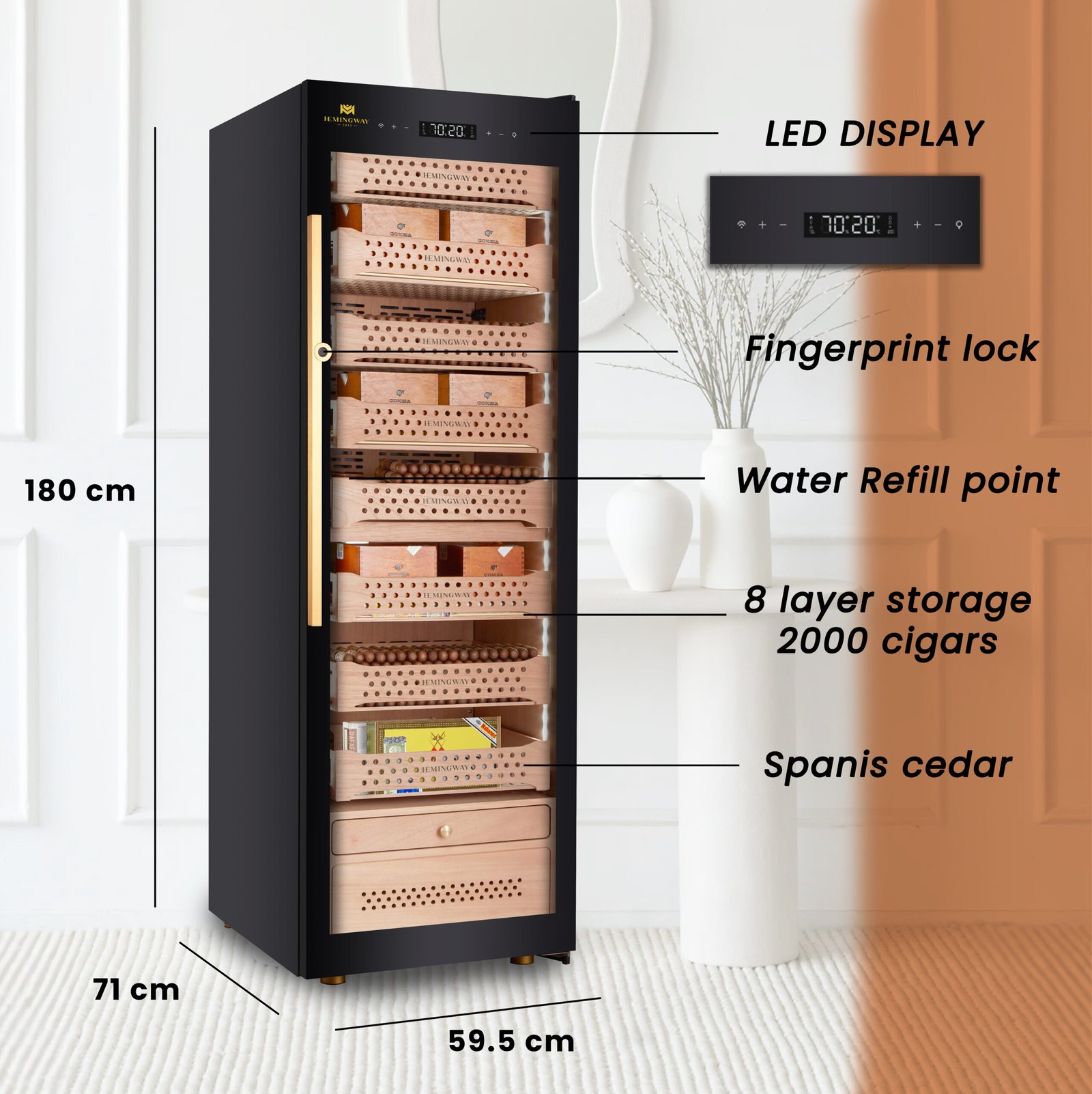 Hemingway Electric Cigar Humidor B8 - Image 3
