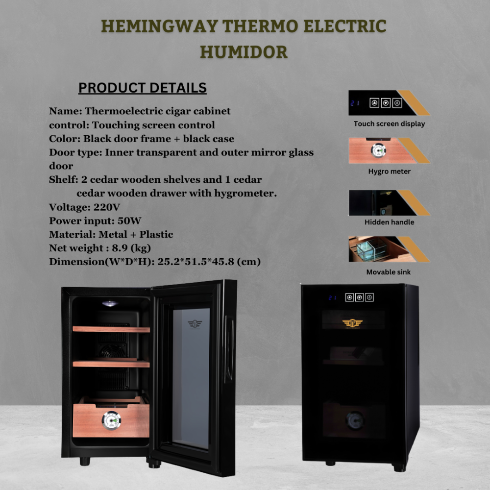 Hemingway Electric Cigar Humidor Cabinet With Hygrometer Thermo Electric Cigar Humidor