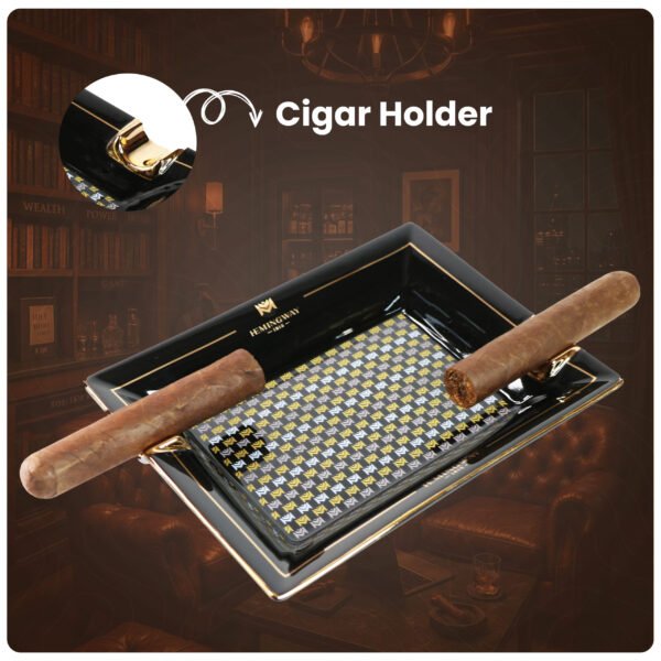 Hemingway Ceramic Cigar Ashtray for 2 Cigars, Living Room Design Smoking Ash Tray Special Edition - Image 2