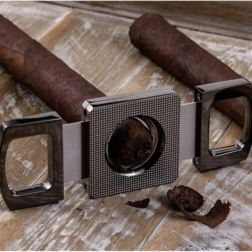 Portable Cigar Cutter Grey Gift Boxed Cigar Cutter Zinc Alloy Plated Stainless Steel Double Edge Cigar Cutter