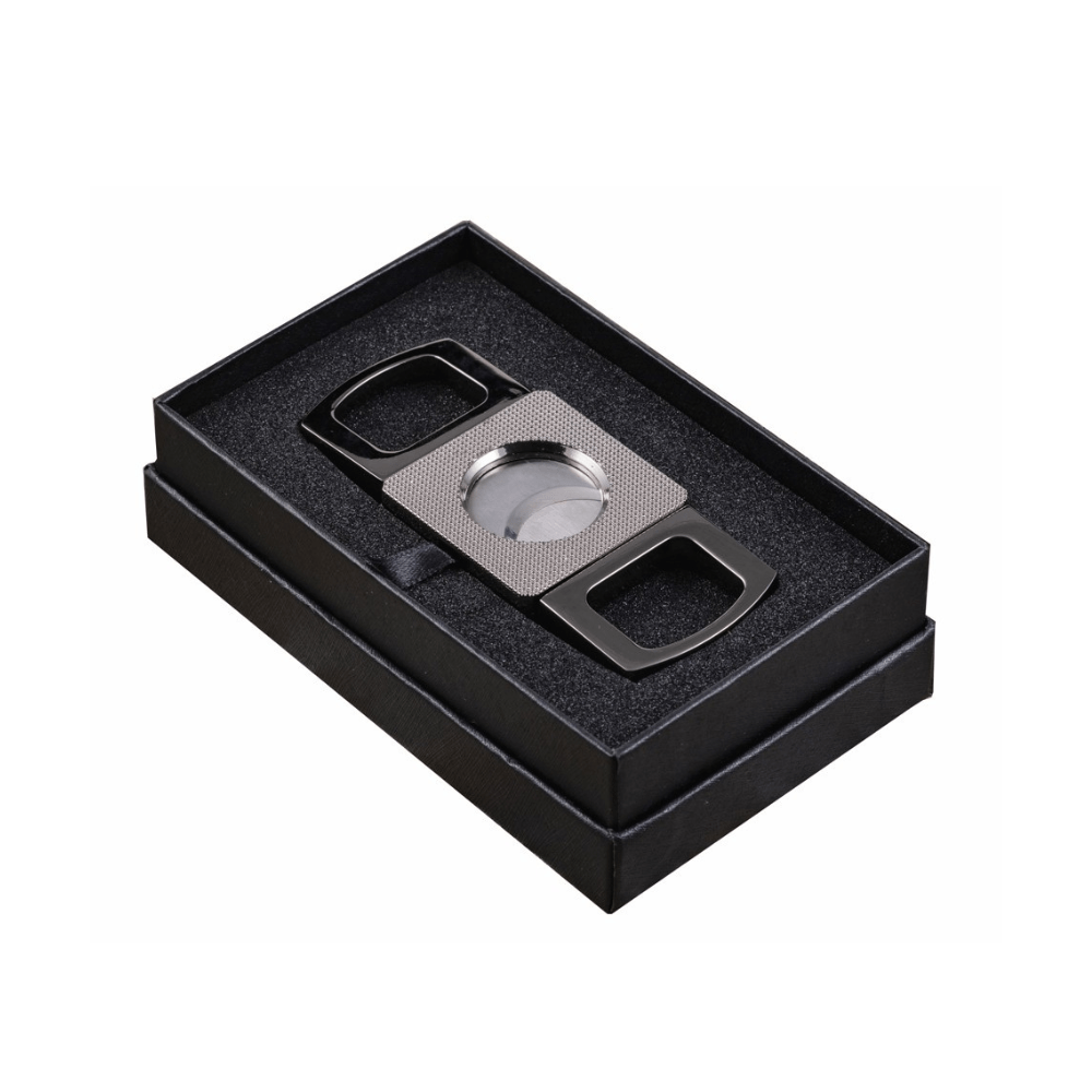Portable Cigar Cutter Grey Gift Boxed Cigar Cutter Zinc Alloy Plated Stainless Steel Double Edge Cigar Cutter