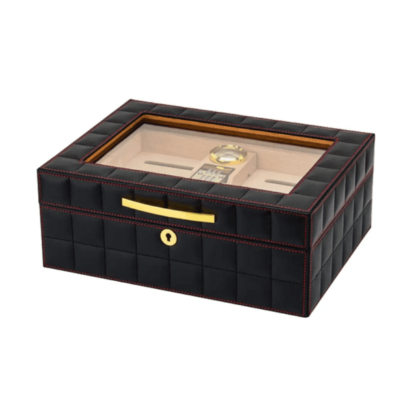 Double-layer Premium Cigar Boxes glass top Large Capacity Wooden Humidors with Secure Clasps Spanish Cedar Wood