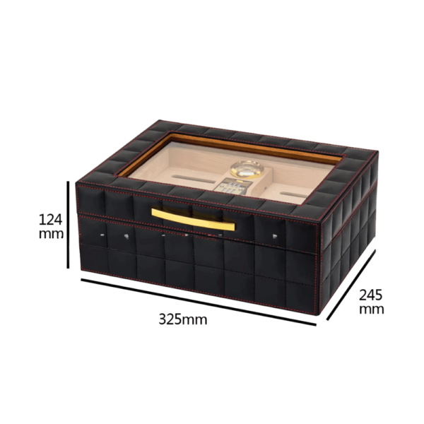 Double-layer Premium Cigar Boxes glass top Large Capacity Wooden Humidors with Secure Clasps Spanish Cedar Wood - Image 4