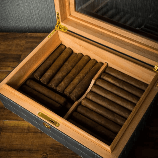 Double-layer Premium Cigar Boxes glass top Large Capacity Wooden Humidors with Secure Clasps Spanish Cedar Wood - Image 2