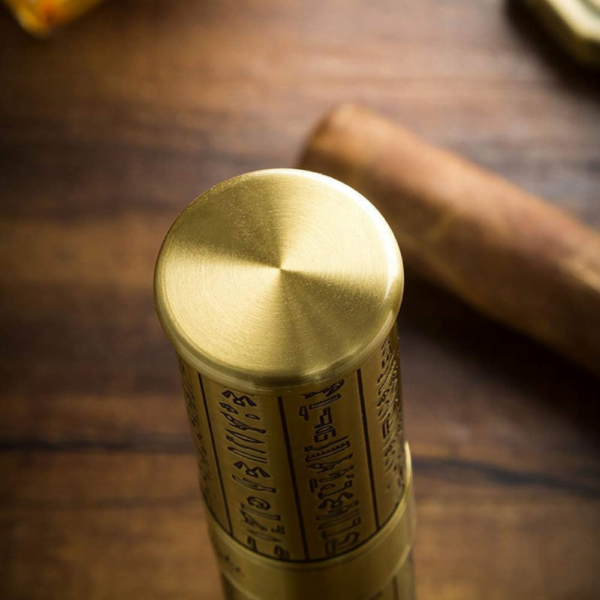 Lubinski Travel Cigar Tube Pure Copper Floral Carving Cigar Holder in Bronzy - Image 4