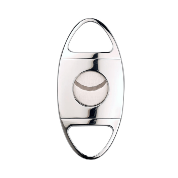 Premium Cigar Cutter Stainless Steel Double Blades Cigar Cutter  Round Cut - Silver