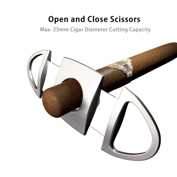 Premium Cigar Cutter Stainless Steel Double Blades Cigar Cutter  Round Cut - Silver - Image 4