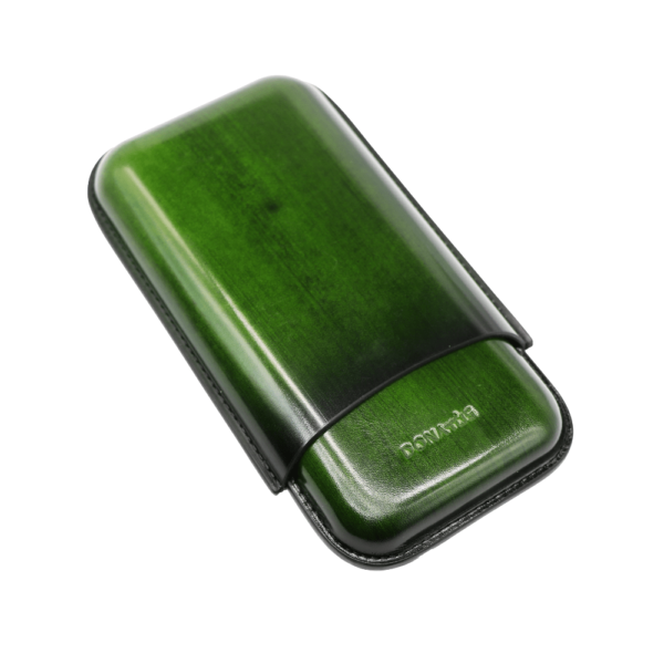 Portable Leather Cigar Case with 3 Cigar Holder First Class Quality Travel Cigar Case Elegant Design Green - Image 2