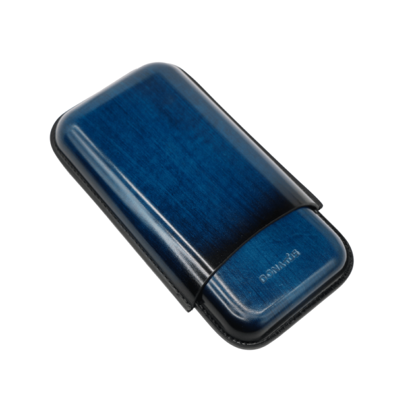 Portable Leather Cigar Case with 3 Cigar Holder First Class Quality Travel Cigar Case Elegant Design Blue - Image 3