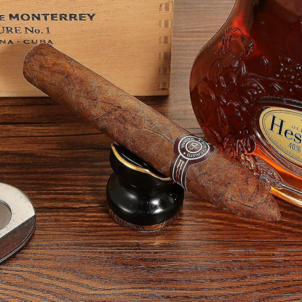 Ceramic Cigar Ashtray Cigar Holder Portable Ceramic Cigar Holder Stand Pocket Mini Black - Image 3