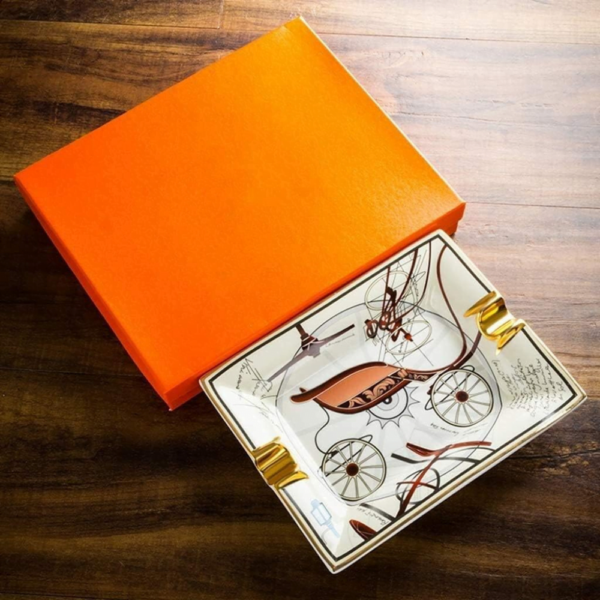 Ceramic Cigar Ashtray for 2 Cigars Holder Retro Pattern Tray Design Decoration Cigar Ashtray Set - Image 3