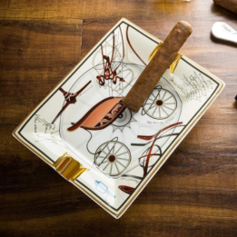 Ceramic Cigar Ashtray for 2 Cigars Holder Retro Pattern Tray Design Decoration Cigar Ashtray Set - Image 4