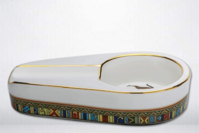 Cigar Ashtray for Indoor Outdoor, Ceramic Cigarette Travel Ashtray, Cigar Ash Tray for Home, Office, Bar (White)