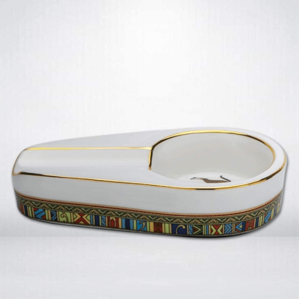 Cigar Ashtray for Indoor Outdoor, Ceramic Cigarette Travel Ashtray, Cigar Ash Tray for Home, Office, Bar (White)