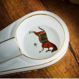 Cigar Ashtray for Indoor Outdoor, Ceramic Cigarette Travel Ashtray, Cigar Ash Tray for Home, Office, Bar (White) - Image 3