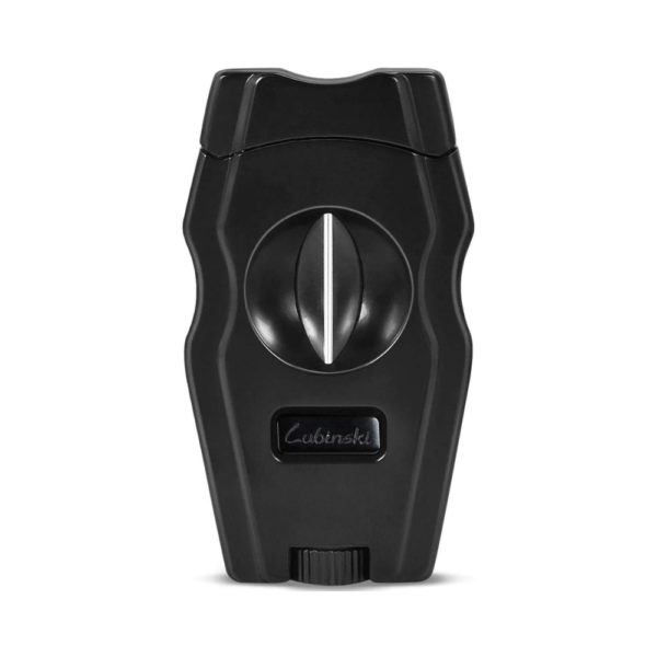 Lubinski Cigar Cutter Stainless Steel V-Cut Built-in Cigar Punch  with Elegant Gift Package Box Black
