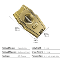 Lubinski Cigar Cutter Stainless Steel Sharpening V Cut Blades Luxury Cigar Cutter - Gold - Image 4