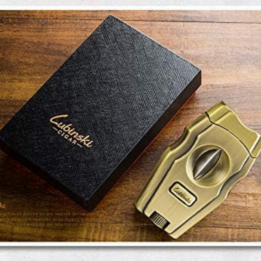 Lubinski Cigar Cutter Stainless Steel Sharpening V Cut Blades Luxury Cigar Cutter - Gold - Image 3