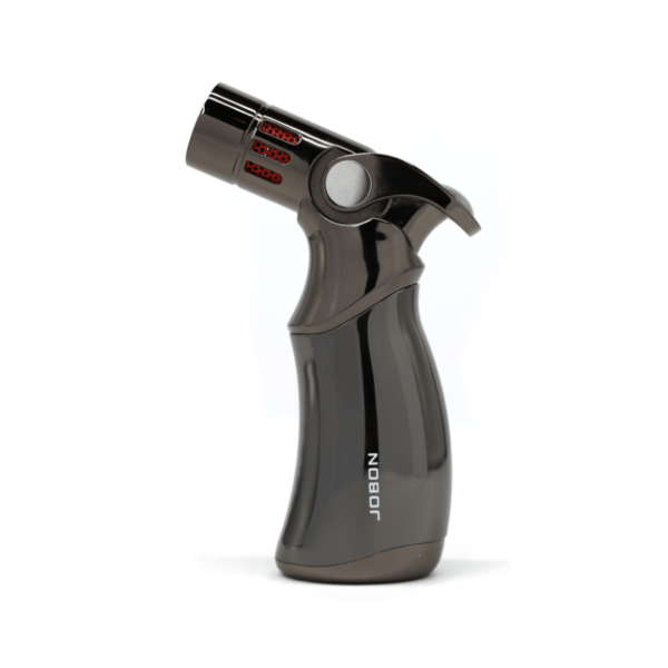 JOBON Windproof Adjustable Refillable 4 Flame  Cigar Lighter Jet Torch Gas Lighter Gray