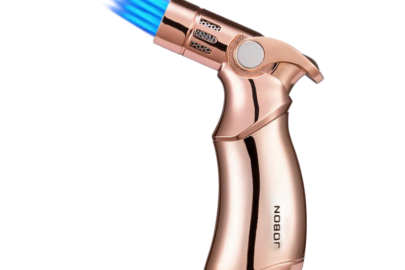 JOBON Windproof Butane Gas Cigar Lighter Blue Flame Cigar Lighter Gold