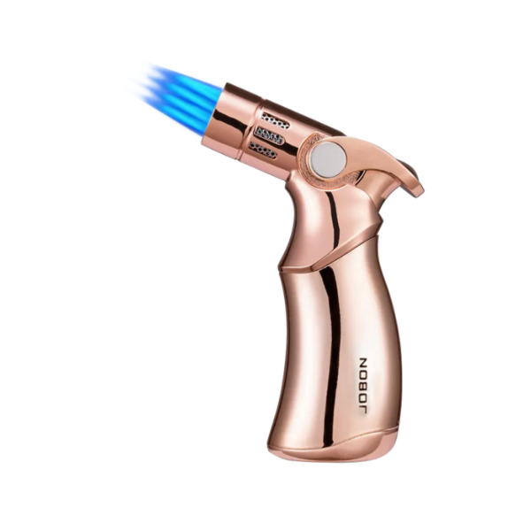 JOBON Windproof Butane Gas Cigar Lighter Blue Flame Cigar Lighter Gold