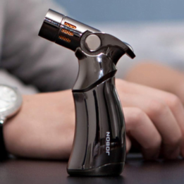 JOBON Windproof Adjustable Refillable 4 Flame  Cigar Lighter Jet Torch Gas Lighter Gray - Image 2