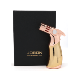 JOBON Windproof Butane Gas Cigar Lighter Blue Flame Cigar Lighter Gold - Image 2