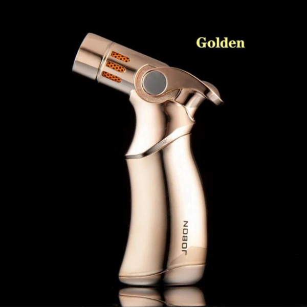 JOBON Windproof Butane Gas Cigar Lighter Blue Flame Cigar Lighter Gold - Image 3
