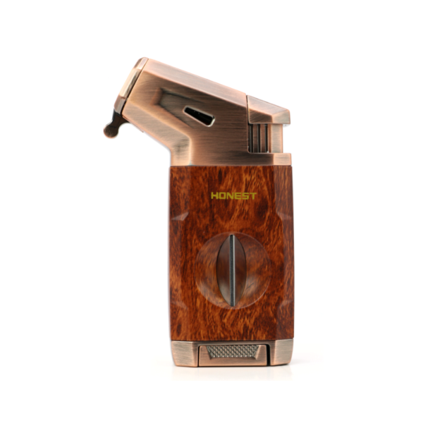 Honest Cigar Lighter with V Cut Cigar Lighter Metal Jet Flame 2 In 1  Windproof Wooden