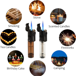 Honest Cigar Lighter Windproof Torch Lighter Single Jet Flame Fuel Refillable Tank Visible -Black - Image 6