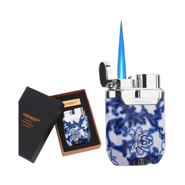 Honest Cigar Lighter Windproof Butane Cigar  Lighter Metal Blue Flame Refillable Adjustable - Image 5