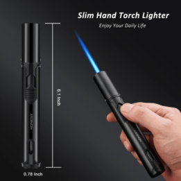 Honest Cigar Lighter Windproof Single Jet Flame Butane Refillable Torch Lighter Black - Image 2