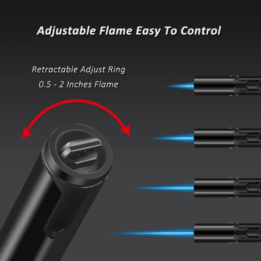 Honest Cigar Lighter Windproof Single Jet Flame Butane Refillable Torch Lighter Black - Image 4