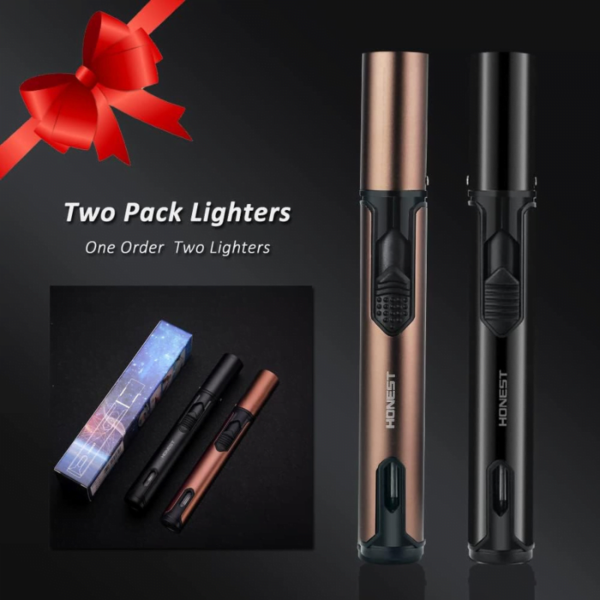 Honest Cigar Lighter Windproof Single Jet Flame Butane Refillable Torch Lighter Black - Image 5