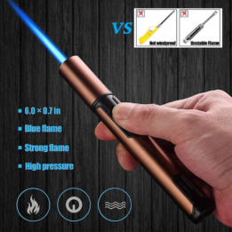 Honest Cigar Lighter Windproof Single Jet Flame Butane Refillable Torch Lighter Gold - Image 3