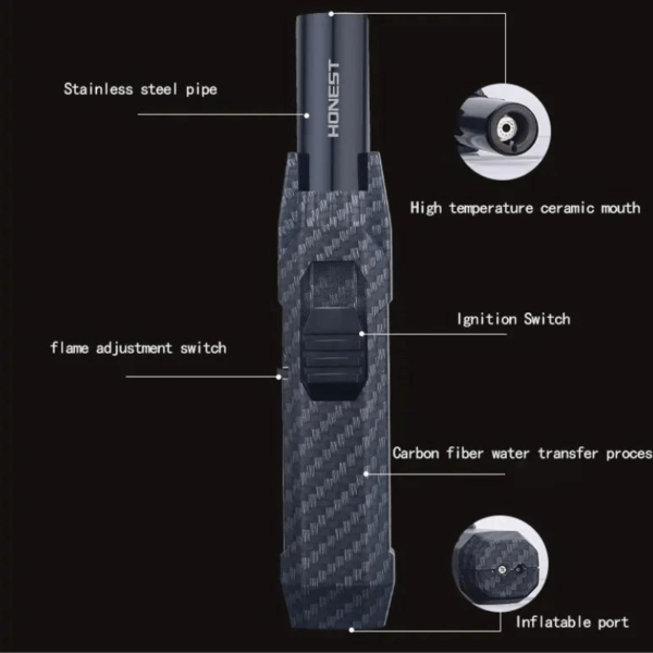 Honest Cigar Lighter Windproof Big Jet Flames Lighter Fire Cigar Lighters Black - Image 2