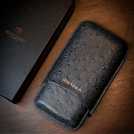 HEMINGWAY PORTABLE CIGAR CASE 3 CIGARS HOLDER PREMIUM LEATHER CIGAR CASE – GRAY - Image 2