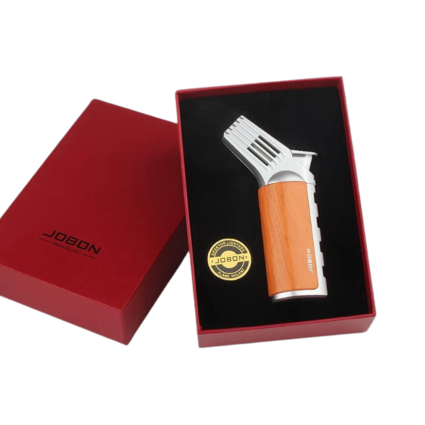 Jobon Cigar Torch Lighter with Security Lock Metal Butane Lighter Single Jet Blue Flame Refillable - Image 5