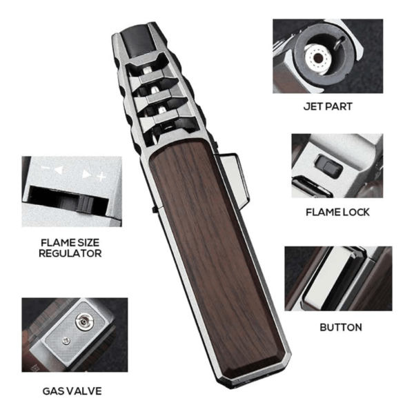 Jobon Cigar Lighter Windproof Jet Torch Lighter for Candle Camping BBQ Jet Blue Flame - Image 2