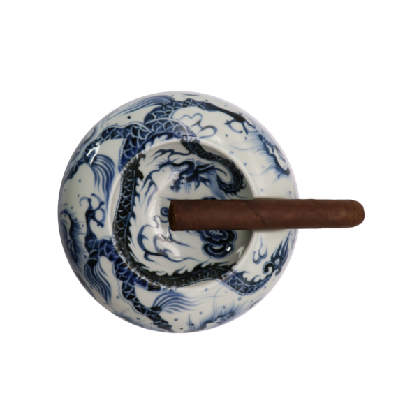 Luxury Chinese Ceramic Cigar Ashtray 1 Slot Holder dragon Pattern Ashtray White LIMITED EDITION - Image 2
