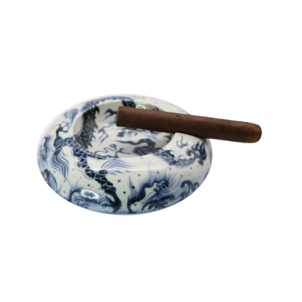 Luxury Chinese Ceramic Cigar Ashtray 1 Slot Holder dragon Pattern Ashtray White LIMITED EDITION