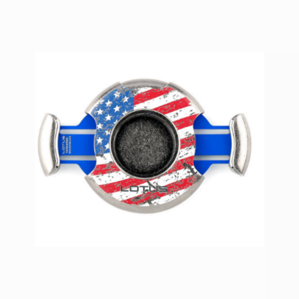 Lotus Round Cigar Cutter Cigar Scissor Meteor Double Edge Semi Automatic - USA Flage